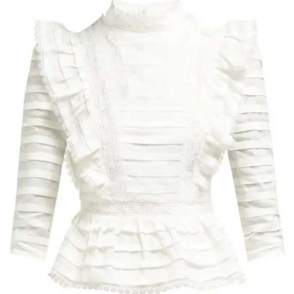 ZIMMERMANN Allia Pintuck High-Neck Crop Top Zimmermann Size 2 - Picture 4 of 12